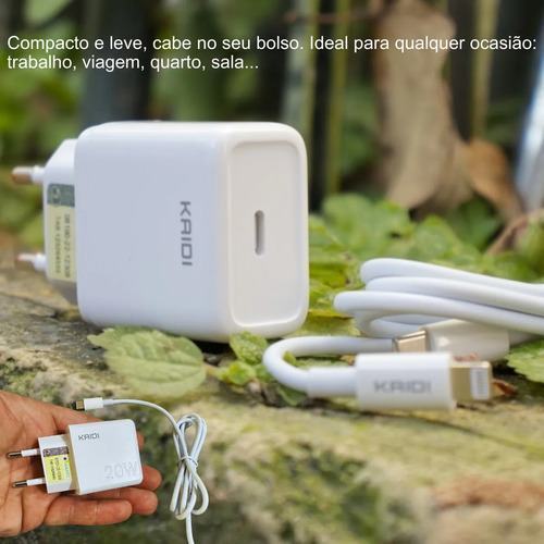 Fonte Carregador Turbo Para Iphone Pd 20w + Cabo Lightning Branco