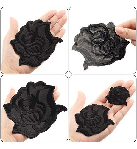 . Parches De Tela De Rosas Negras Parches De Reparación De