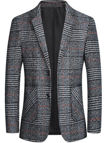 Blazer Para Hombre Estilo Británico Patrón De Cuadros Clásico