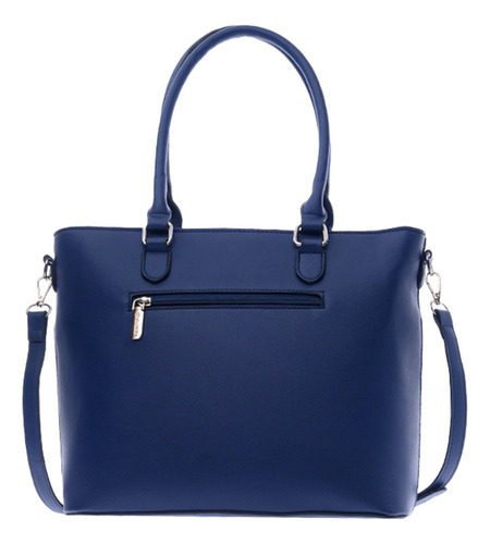 Bolsa Tote De Mujer Grande Compartimientos Amplios 88519 Azul Marino Lisa Oro