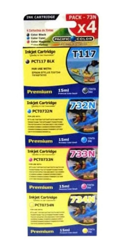 Imagen 3 de 3 de Pack 4 Tintas Alternativo T117 73n Epson T23/t24/tx105/tx115