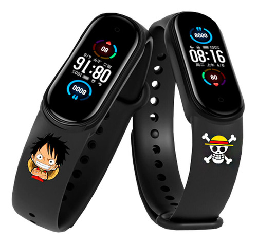 Correa Compatible Xiaomi Mi Band 4 Y 3 One Piece Luffy Negro