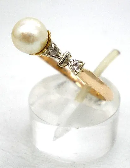 Anillo De Oro 18 Kt Perla Natural Y Zafiros Goldantiques