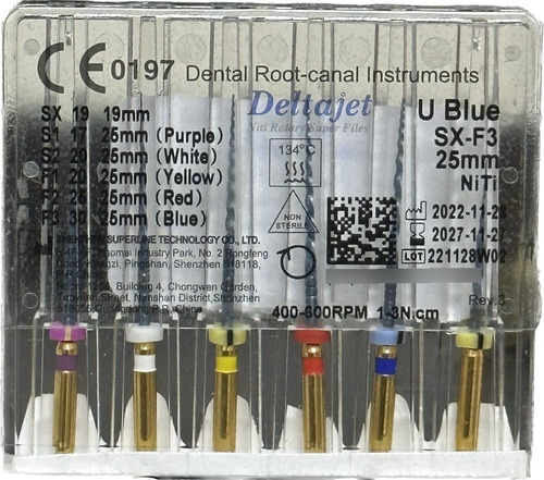 Limas Rotatorio Deltajet U- Blue X 6 Endodoncia Mecanizada