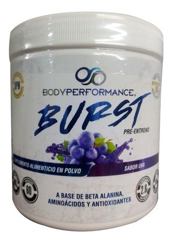 Bodyperformance Pre Entreno Burst 600 G 60 Servicios Uva