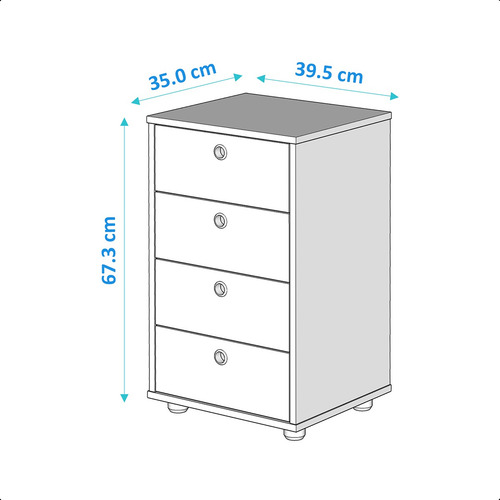 Mesa De Cabeira 4 Gavetas 1 Nicho Pés Anti-umidade P/ Quarto Acabamento Ultravioleta Cor Preto