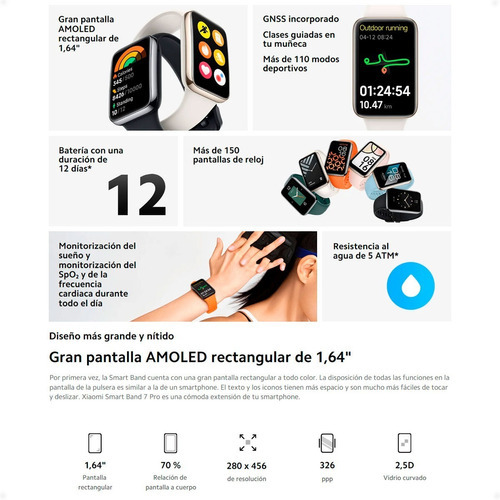 Xiaomi Mi Band 7 Pro Reloj Inteligente Smartband - Otec Color De La Caja Negro Color De La Malla Negro