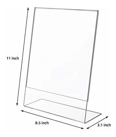 Soporte Acrílico Para Letreros, 8.5 X 11 Pulgadas, Mesa Tran