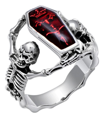 Anillo De Motociclista Con Diseo De Calavera Gtica, Color Ro