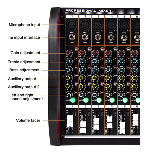 Mezclador Digital De 8 Canales, Consola Mezcladora, , Usb,