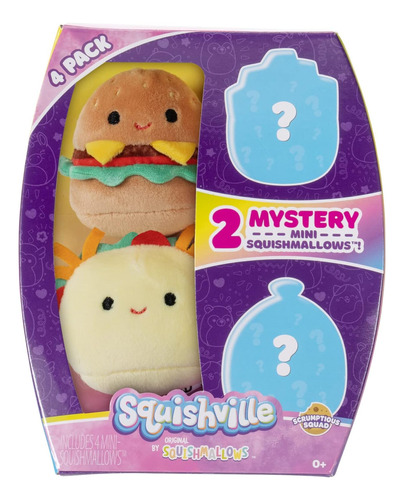 Pack De 4 Peluches 5 Centímetros Squishville Squishmallows.