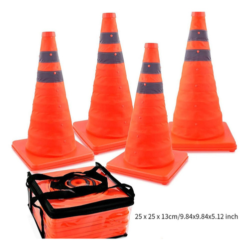 4 Conos De Estacionamiento Reflectantes Plegables De 45 Cm,