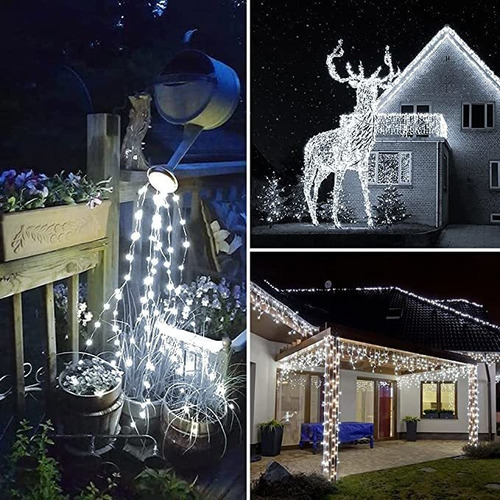 A 2 Unids 30m 300 Led Luz Solar Lámpara Al Aire Libre
