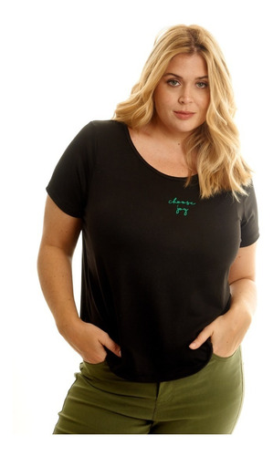 Remera Frase Bordada  Talle Grande Plus Size