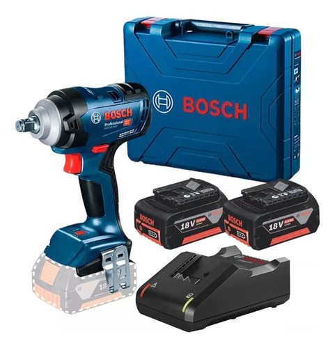 Chave De Impacto 2 Bateria 4ah Gds 18v-400 Bosch + Carrg Biv