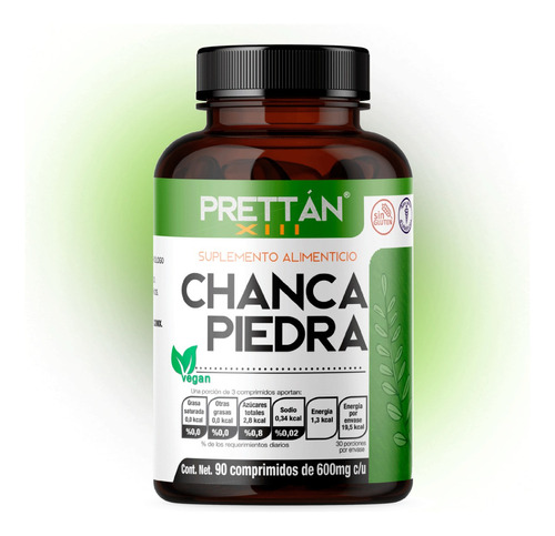 Chanca Piedra Suplemento 90 Cápsulas 600mg Prettan Sabor Sin Sabor