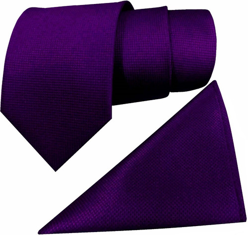 Corbata Con Pañuelo Color Morada Para Caballero Sp0018