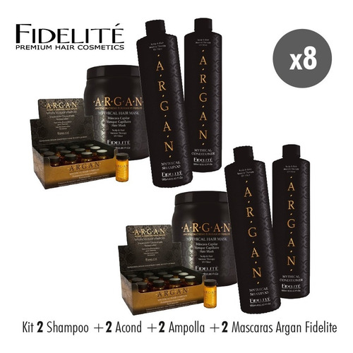 Shampoo X2 Acond X2 Ampolla X2 Mascaras X2 Argan Fidelite 