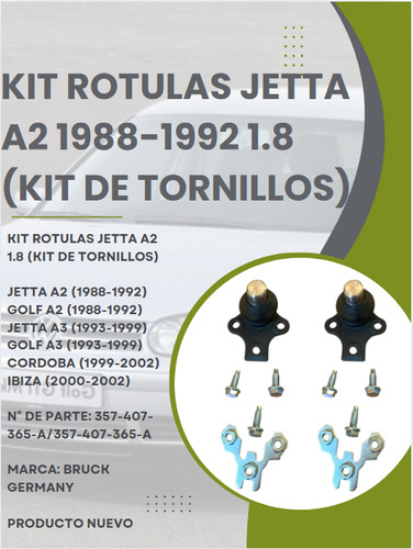 Kit Rotulas Jetta A2 1990 1.8 (con Kit De Tornillos)