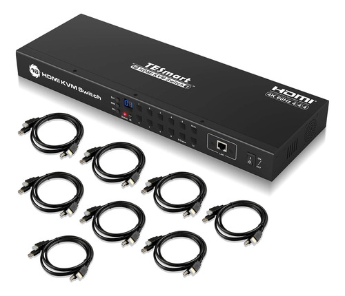 Conmutador Kvm Hdmi 16x1 16 Puerto Grado Empresarial Soporte