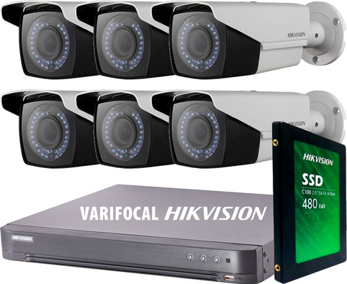 Kit Seguridad Hikvision 8 + Disco + 6 Camara 2mp Varifocal
