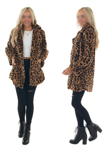 Abrigo De Piel Sintético De Leopardo De Invierno For Mujer