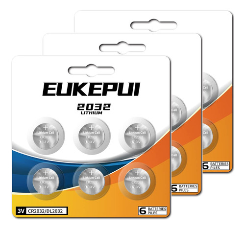 Eukepui Bateria Cr2032, Dl2032 3v Bateria De Litio - 18 Unid