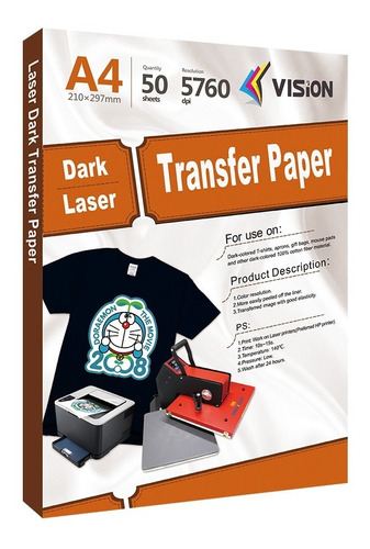 Papel Transfer A4 X 10 Hojas Estampa Tela Oscura Dark 