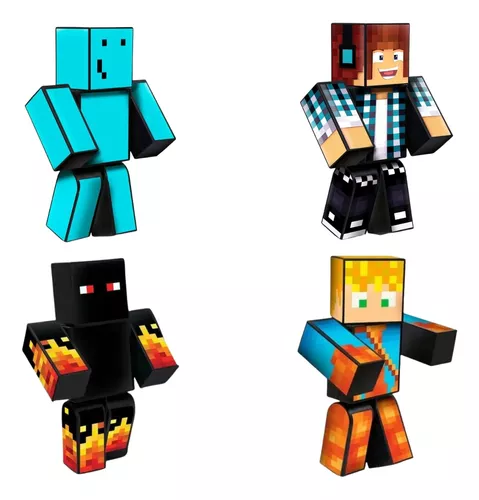 Kit 3 Bonecos Minecraft Problems Athos e Lopers 25 Cm - Algazarra