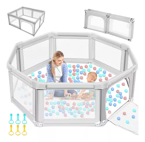  Corral de juegos para bebés, parque grande para niños, centro  de actividades para niños en interiores y exteriores, corral para bebés,  puertas de seguridad para bebés, patio de juego resistente para