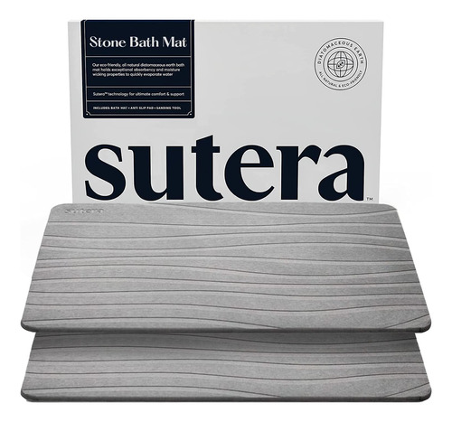 2 Alfombras De Baño Sutera Piedra Absorbente - Gris