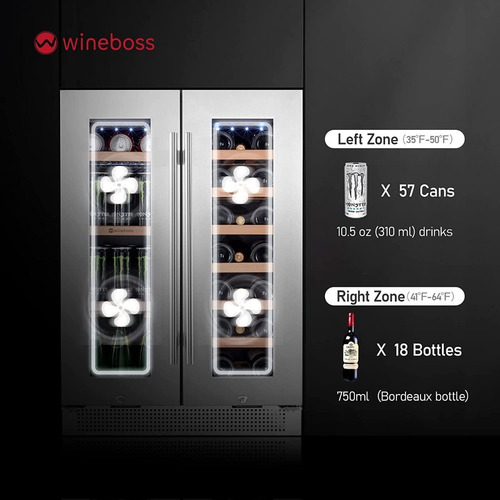 Refrigerador De Vino Y Bebidas Bodega 18 Botellas Y 57 Latas