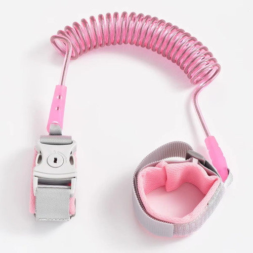 Pulseira Segurança Guia Pulso Infantil Bebê Com Trava Chave Cor Rosa Lisa