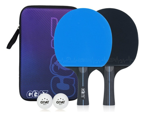 X2 Raqueta Tenis De Mesa Goat Sport Estuche + 2 Pelota