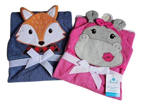 Toalla Toallon Infantil 3d Bordado Con Capucha Animales Bebe