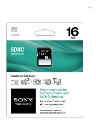 Cartão De Memoria 16gb Sdhc Sony Embalagem Lacrada (blister)