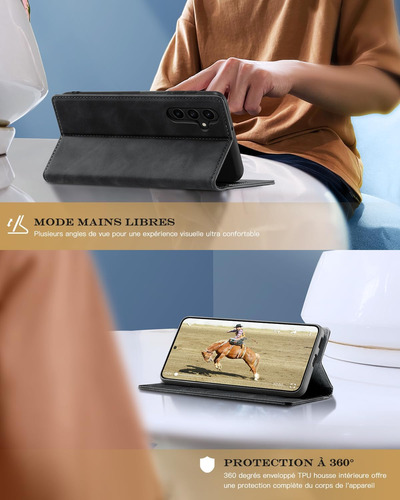 Funda Carcasa Cartera Cuerocon Para Galaxy S24 Fe+mica