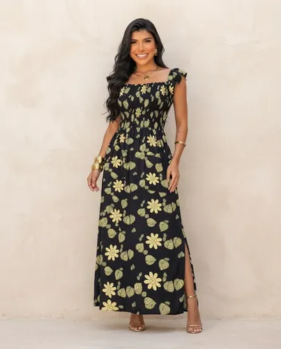Vestido Longo Casual Soltinho Alcinha Verao Festa Elegante