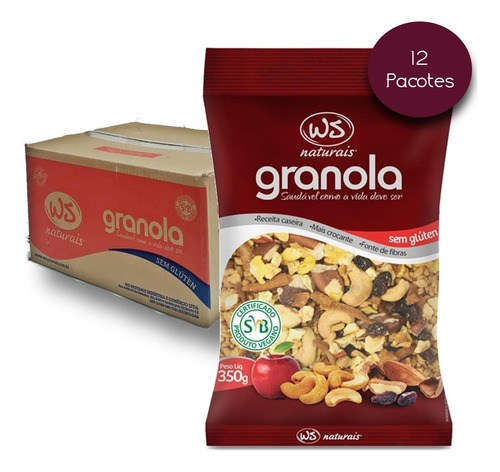 Granola Sem Gluten Ws Naturais 350g (12 Pacotes)