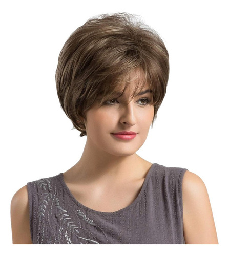 Mz Fashion Peluca Lateral De Pelo Sintético Corta Color Y