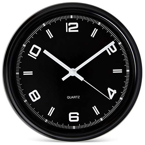 Bernhard Products Reloj De Pared Negro Silencioso Sin Tictac