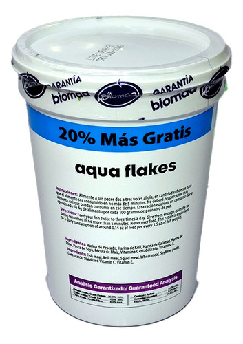 12 Pzs Aqua Flakes Bote 100 Gramos + 20% Más Gratis Biomaa