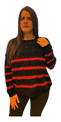 Sweater Pullover  Chenille Amplio Rayas Calidad!