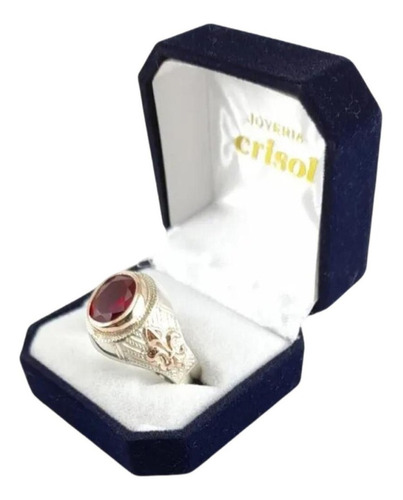 Anillo Plata Y Oro Con Rubí Oval Para Hombre/mujer (s109)