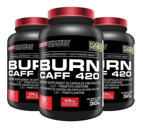 Kit Verão 3x Pré Treino Burn Caff - Bodybuilders Sabor Natural