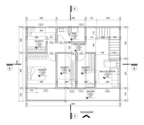 Projeto Arquitetônico Sobrado Vp 4quartos 112m² Lote 10x12,5