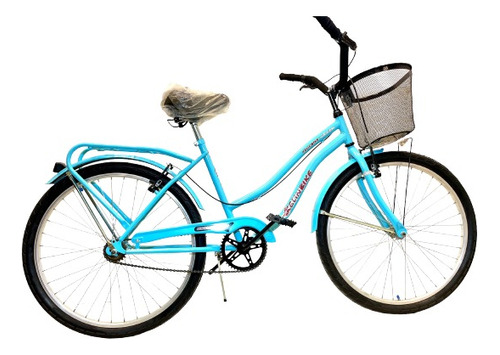 Bicicleta paseo femenina Kelinbike Full R26 frenos v-brakes color celeste con pie de apoyo  