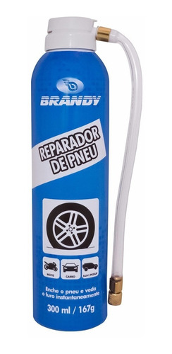 Reparador Pneu Veda Furo Brandy 300 Ml Unidade Carro Moto