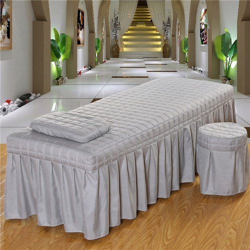 Spa Mesa De Masaje Juego De Lino Cama Falda Funda De