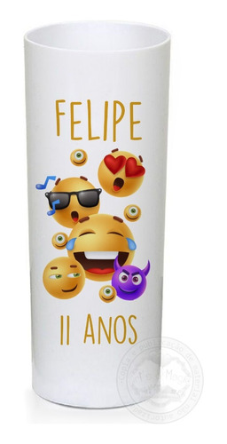 20 Copo Personalizado Long Drink Tema Emoji